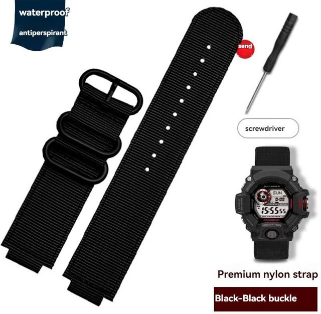 Casio Uhrenarmband Nylon-Canvas, Schwarz, Herren - Bild 1