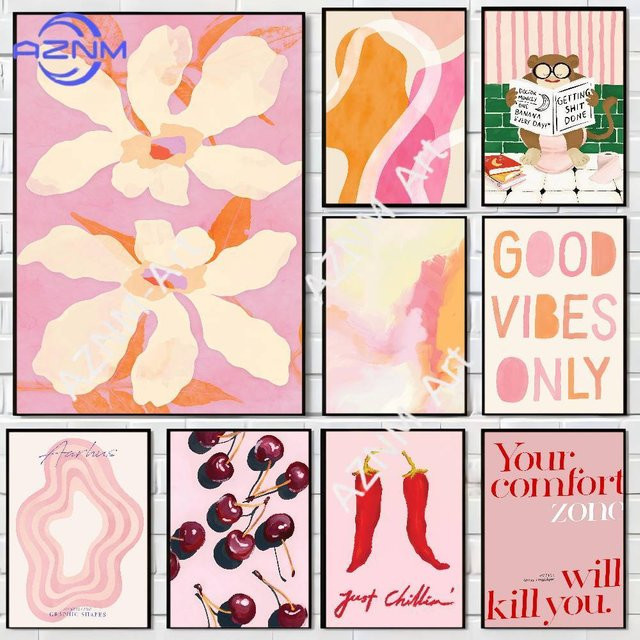KAYOU Vintage-Papierposter mit floralem Blumenzitat in Pink für deine Wanddekoration - Bild 1