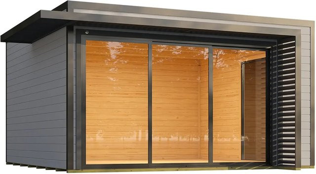 Weka Gartenhaus Amberley mit Schiebetür, 2 Fenstern und Fußboden in Grau-Anthrazit, B/T: 400 x 400 cm - Bild 1