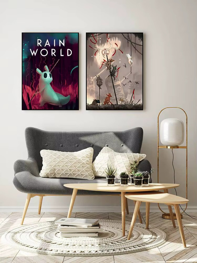 R-Rain World Videospiel-Poster, selbstklebender Kunst-Aufkleber aus wasserfestem Papier, Wanddekoration in Mehrfarbig, Rechteckig - Bild 5