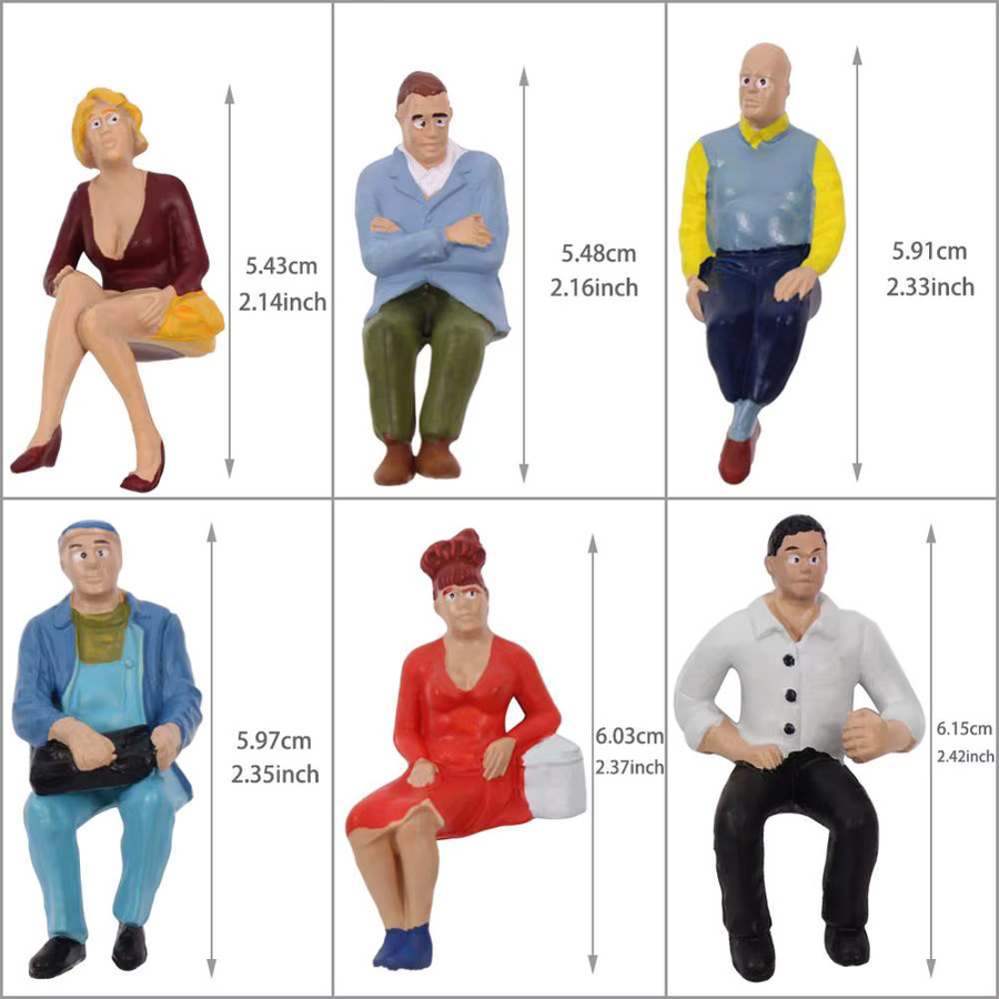 Evemodel Sitzfiguren, bemalte Personenmodelle, G-Maßstab, 6er/12er-Set - Bild 3