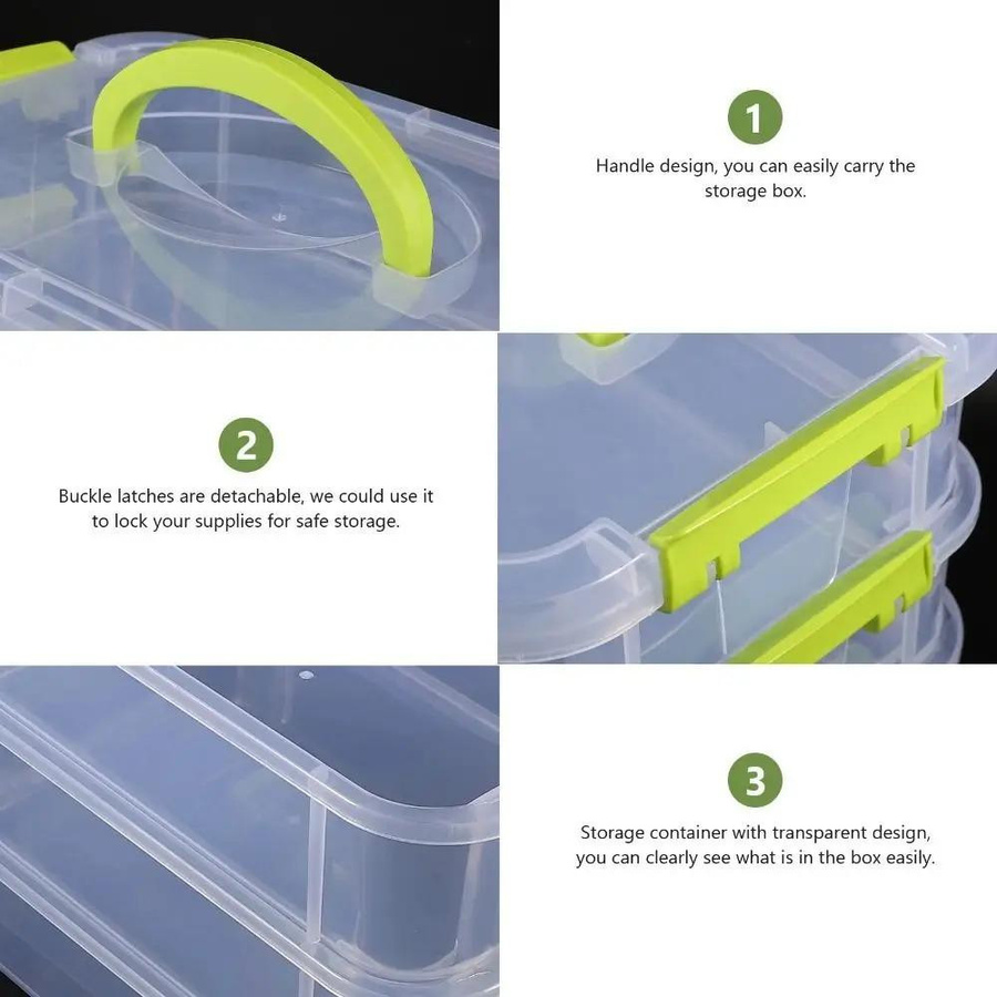Yiran Furniture Stapelbare 4-stöckige Aufbewahrungsbox aus Kunststoff in Transparent für Schmuck, Spielzeug und Bürobedarf - Bild 2