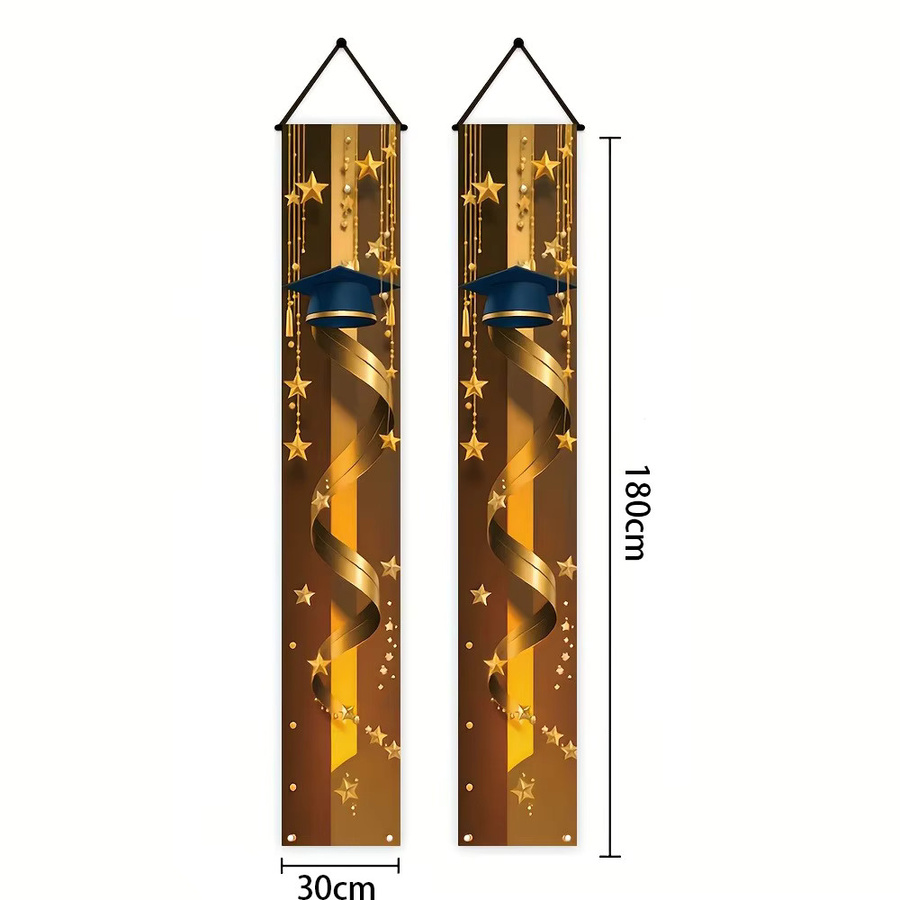 OURFETE Abschlussfeier Dekoration Set in Blau und Gold mit Abschlusskappe und Sternenvorhang für die Klasse 2026 - Bild 6