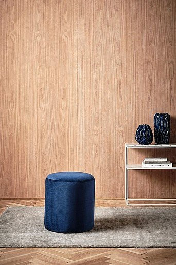 Jotex Pouf TOKYO in Blau mit Samtbezug, Durchmesser: 40 cm - Bild 1