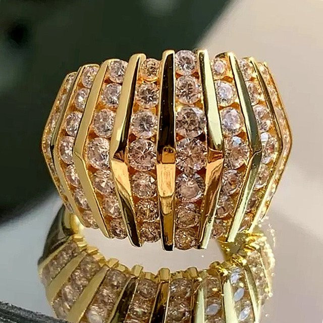YoYo Verlobungsring, Gold, Zirkonia, Vintage, Unisex - Bild 1