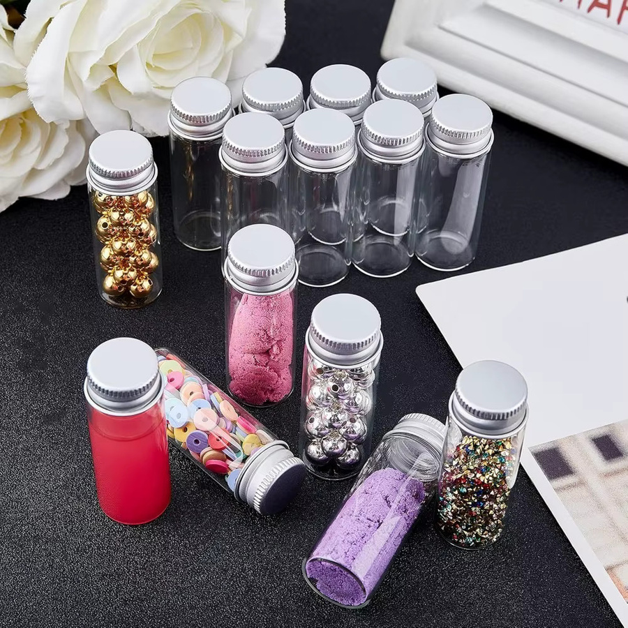17 Stück leere Glasflaschen mit Aluminiumdeckel, transparent, 14 ml pro Fläschchen - Bild 5