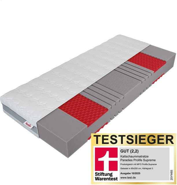 Paradies Prolife Supreme Kaltschaummatratze in Weiß, H3, B: 80 cm, T: 200 cm, H: 22 cm - Bild 1