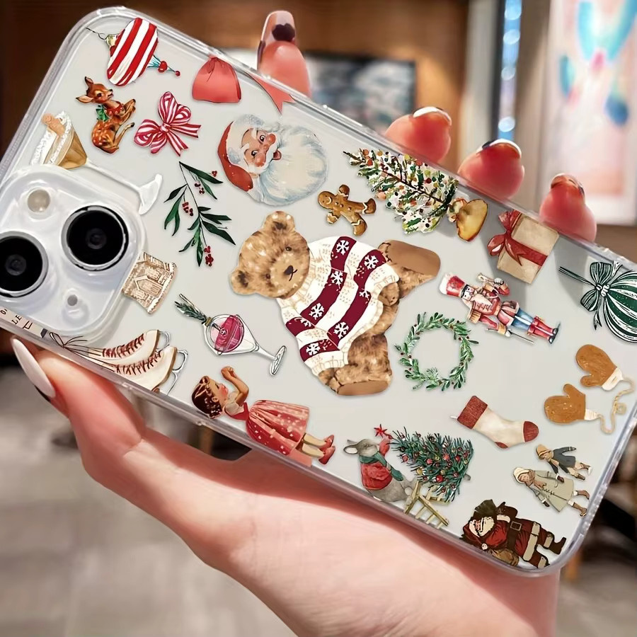 Transparente TPU-Handyhülle mit Cartoon-Bär-Muster für iPhone 17 16 15 14 13 12 11 Pro Max Plus Mini und XS XR X - Bild 3