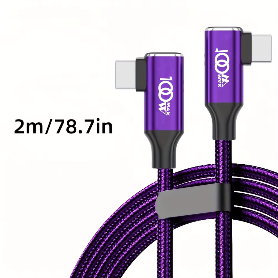 100W Hochgeschwindigkeits-Ladekabel USB-C auf USB-C in Lila, kompatibel mit iPhone 16/15 Pro Max und Samsung Galaxy S24-S10 Serie - Bild 3