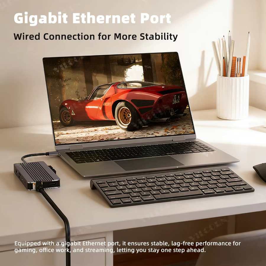 VILCORN 12-in-1 USB-C Dockingstation mit M.2 SSD-Gehäuse und HDMI 4K UHD Adapter für Macbook Pro - Bild 5
