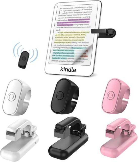 VKTECH 2-in-1 Page Turner Clicker Drahtlose Fernbedienung für Kindle Paperwhite, E-Reader und Smartphone, Farbe: Schwarz - Bild 1