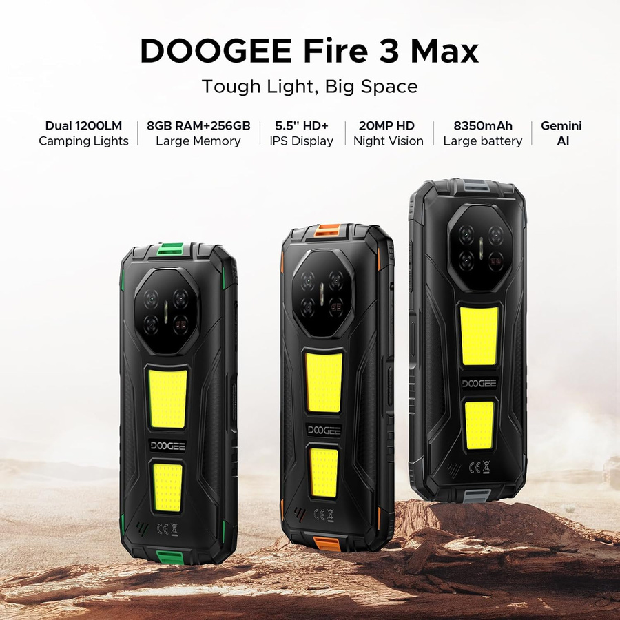DOOGEE Fire 3 Max Smartphone mit 256 GB Speicher, 5,5 Zoll Display und 8350 mAh Akku, Android 15, Grün - Bild 5
