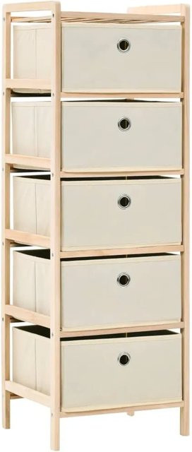 vidaXL Aufbewahrungsregale aus Zedernholz mit 5 Stoffkörben, 2 Stück, Beige - Bild 1