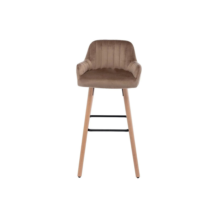 Vente-unique Barhocker Eleana in Beige mit Samtbezug und Buchenholz im skandinavischen Design, Höhe: 75 cm, Breite: 47 cm - Bild 2
