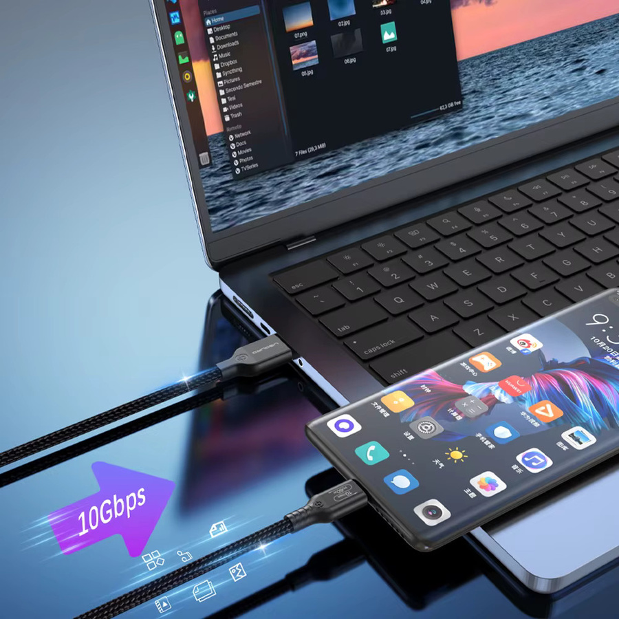 UGOURD USB-A auf USB-C Kabel, Schwarz, 10 Gbit/s Datenübertragung und 60 W Schnellladung (USB 3.2 / USB 3.1 Gen2) - Bild 3
