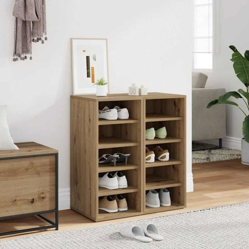 Vidaxl Schuhschrank Set aus 2 Stück in Eiche Natur Braun im skandinavischen Design, B/T/H: 32 x 35 x 70 cm - Bild 1