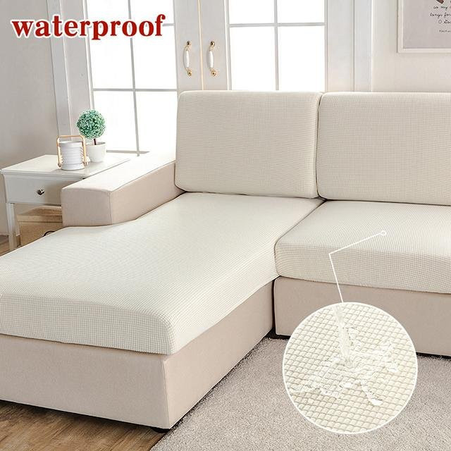 Wasserdichter Jacquard Sofa-Sitzkissenbezug von BRHUIXUE in Beige, elastisch und waschbar - Bild 1