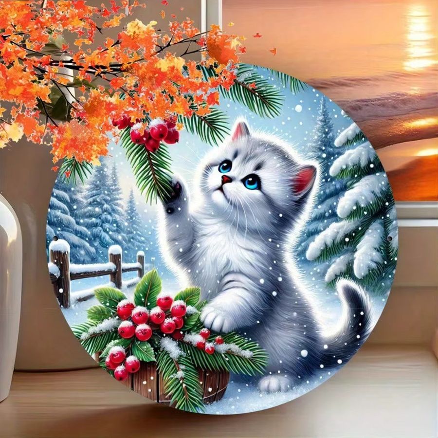 Metall-Wandkunst Winterkätzchen von CIFBUY in Multicolor, B/H: 20,3 x 20,3 cm - Bild 2