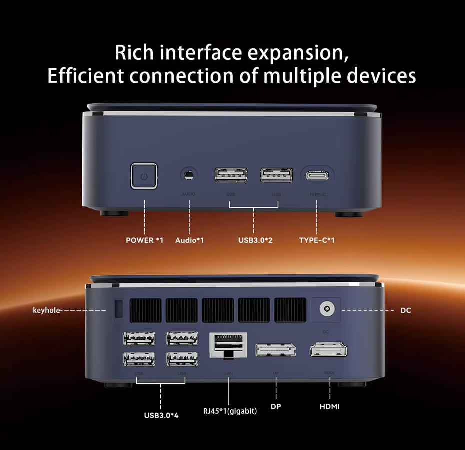SOYO M5 Mini-PC mit AMD Ryzen 3 4300U, 16GB RAM, 512GB ROM und Windows 11 Pro, Kompakter Micro-Desktop-Computer mit Dual 4K Multi-Screen-Ausgang, WLAN, Bluetooth und Gigabit LAN - Bild 2