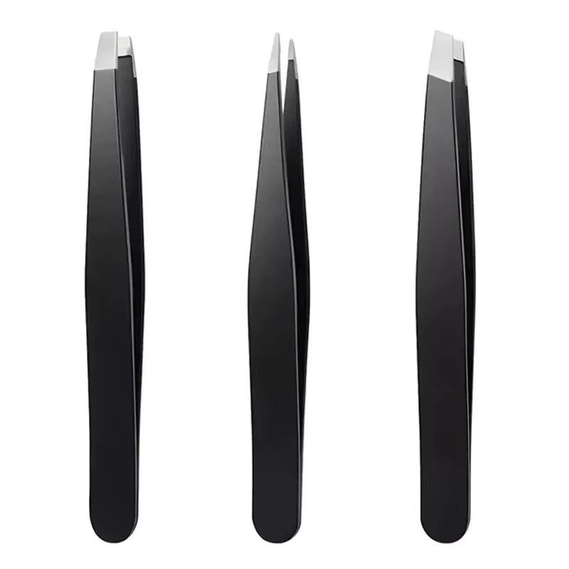 HOCOSHINE Augenbrauenpinzetten-Set, 3-teilig, Edelstahl, Schwarz - Bild 2