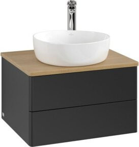 V&B Waschtischunterschrank Antao ohne Frontstruktur in Eiche Honig und Blau lackiert, B/T/H: 60 x 36 x 50 cm - Bild 1