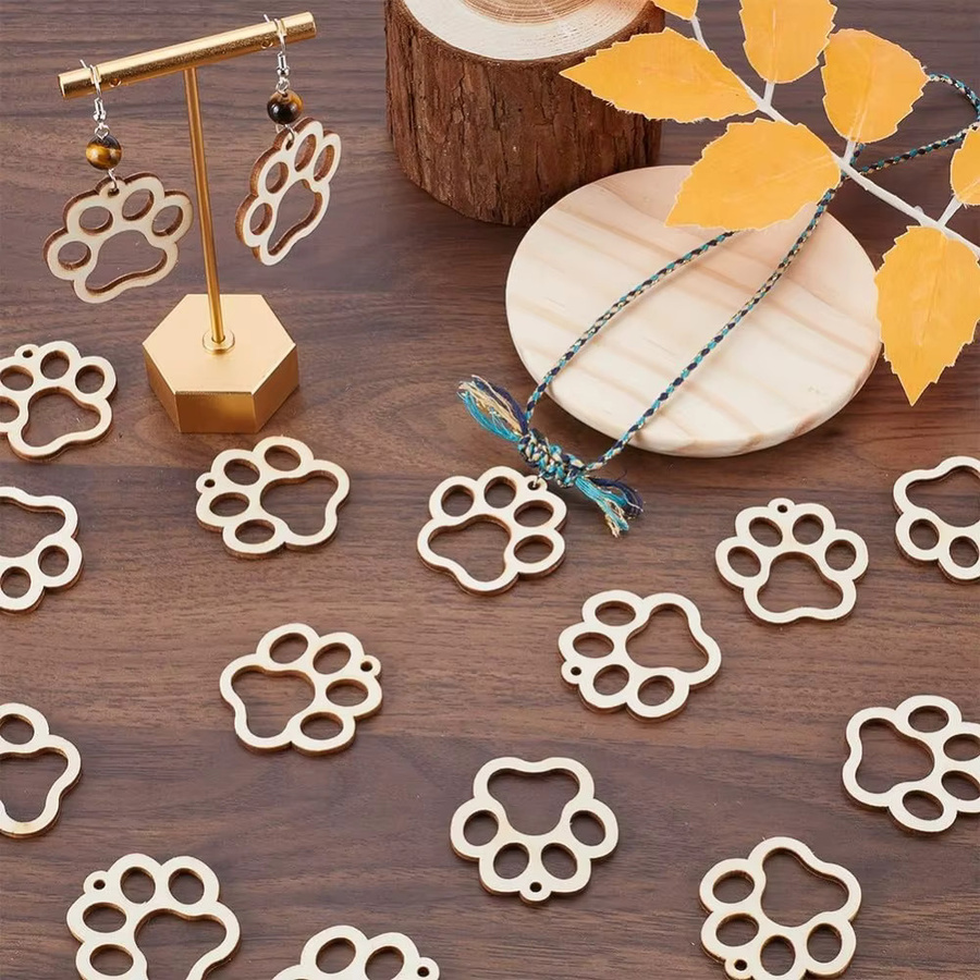 Ohrring-Rohlinge Holz, Charms, 50 Stück - Bild 3