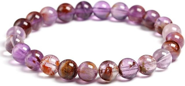 Armband Auralite 23 Naturstein, Amethyst, Perle, 18cm, Damen, Herren - Bild 1