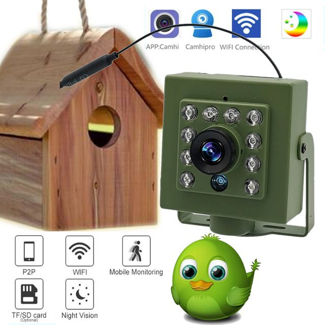 HQCAM WLAN Vogelhaus-Kamera in Grün mit 1920P Full HD, Audio, IR CUT Nachtsicht und 2,8mm Objektiv zur Vogelbeobachtung - Bild 1