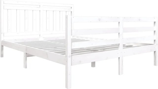 vidaXL Massivholzbett aus Kiefer in Weiß mit rustikaler Optik B/T/H: 160 x 200 cm - Bild 1