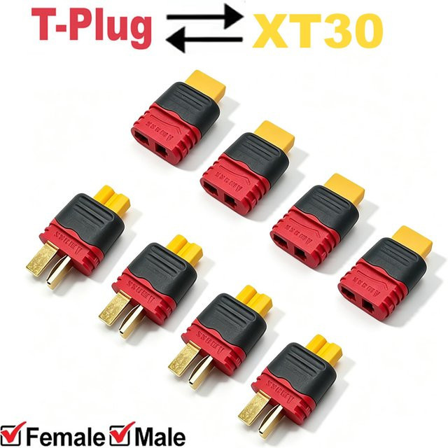 XT30 auf Deans T-Stecker Konverter RC-Ladeadapter für RC-Auto, Flugzeug, Lipo-Akku und ESC in Rot - Bild 1