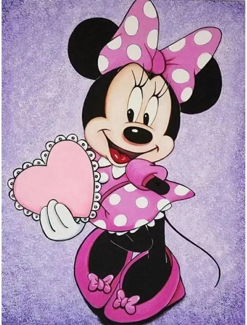 Disney Diamond Painting Minnie Maus Herz Illustration 5D Vollbohrer DIY Mosaik Wanddekoration, Breite: 40 cm, Höhe: 50 cm - Bild 1