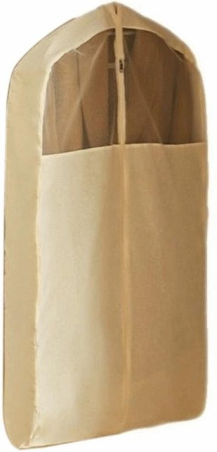 Baumwoll-Leinen Kleidertasche von shandongyantai zur Aufbewahrung von Anzügen und Mänteln in Beige, H: 90 cm, B: 58 cm, T: 10 cm - Bild 1