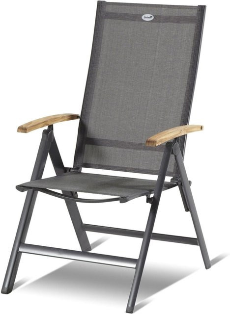 Hartmann Aruba Klappstuhl in Xerix/Anthrazit mit Teakholz-Armlehnen aus Aluminium und Textilene - Bild 1
