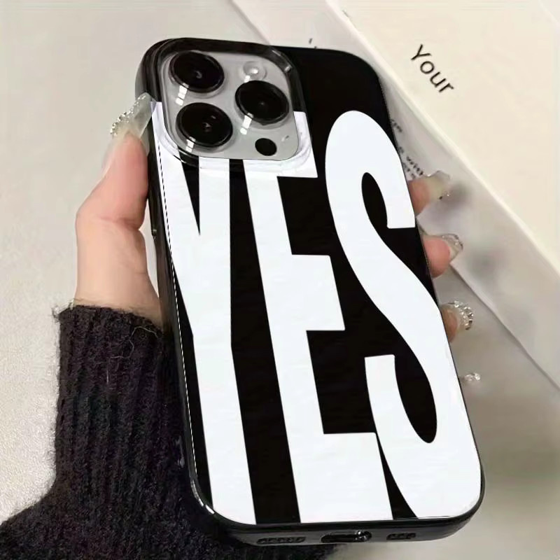 Personalisierte Kunst-Handyhülle mit Schwarz-weißen Buchstaben NEIN und JA für iPhone 11 bis iPhone 17 Pro Max, weiche Abdeckung, Schwarz-Weiß - Bild 3