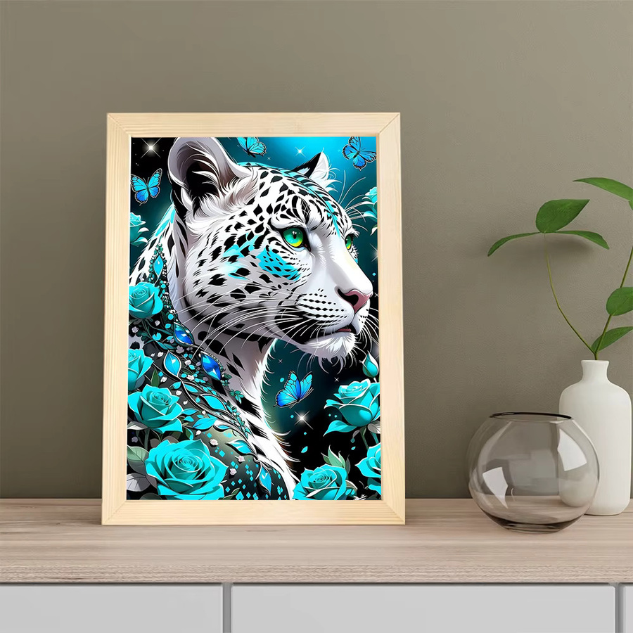 EverShine Malset nach Zahlen mit Leoparden-Motiv in Pink und Multicolour, handgemaltes Ölgemälde als Tierzeichnung zur Wanddekoration ohne Rahmen - Bild 3