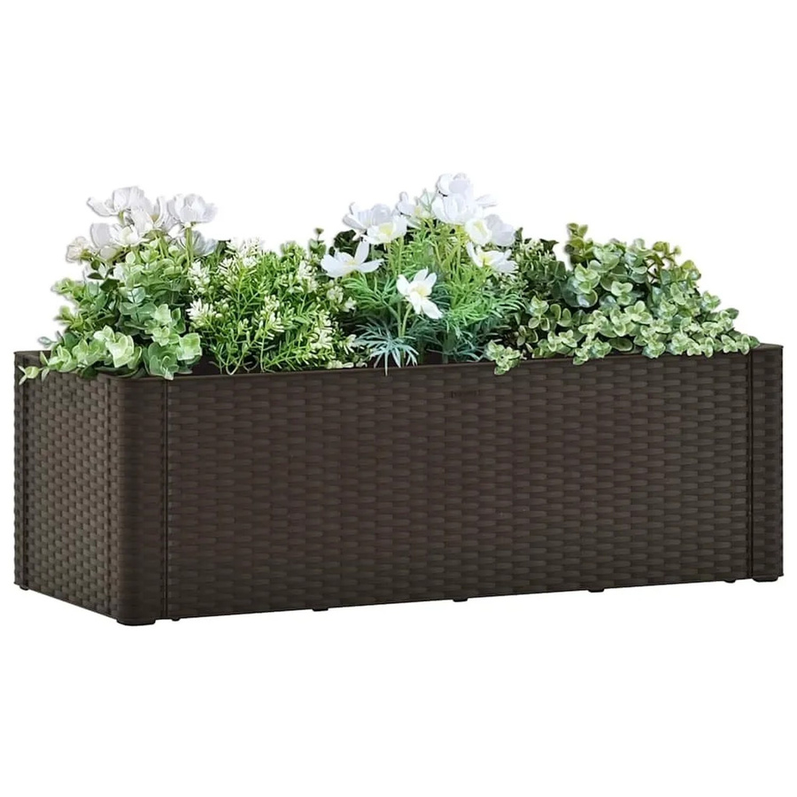 Furnicato Garten-Hochbeet mit Selbstbewässerungssystem in Mokka Rattan-Optik, B/T/H: 100 x 43 x 33 cm - Bild 2