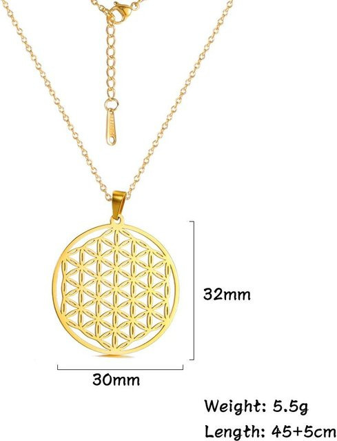YULIN Halskette Chakra Lebensblume, Edelstahl, Damen, 45-50 cm, beige - Bild 1