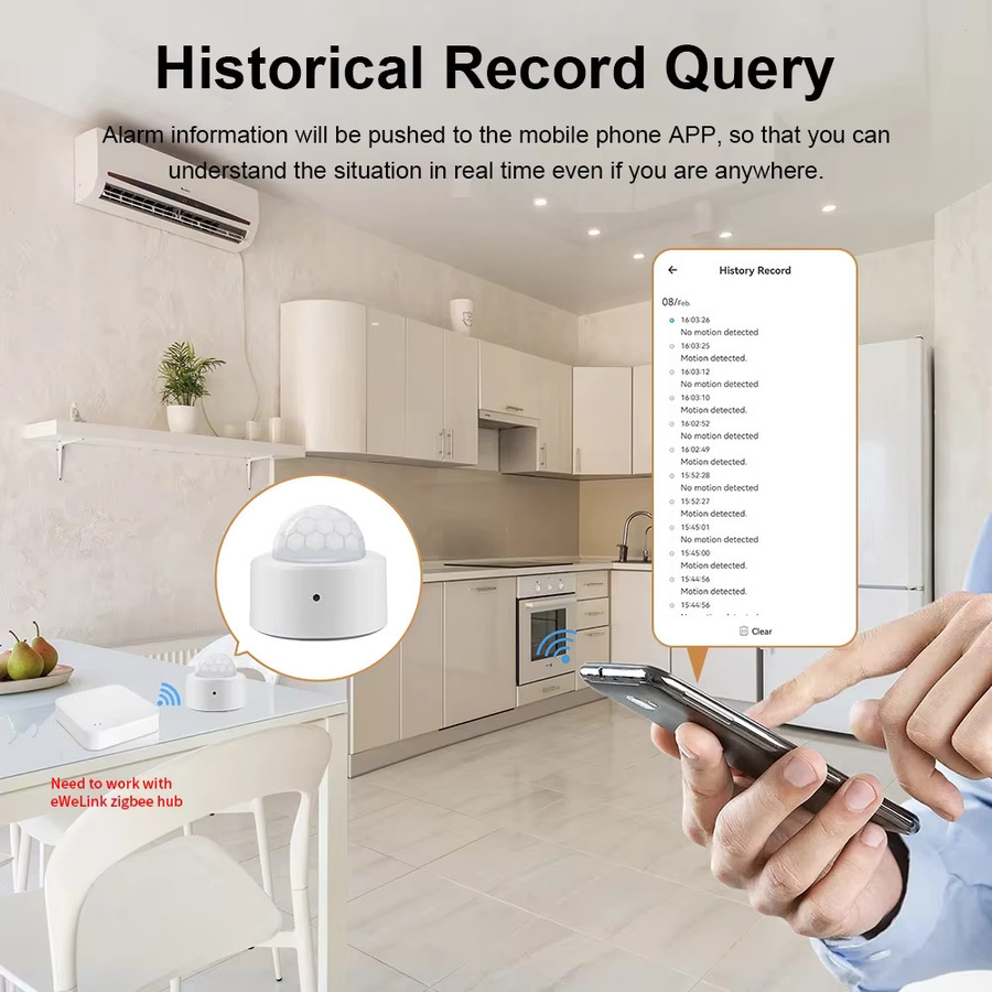 EWelink Smart Zigbee 3.0 PIR-Bewegungssensor in Weiß für Sicherheitsalarme und Home Assistant kompatibel - Bild 4