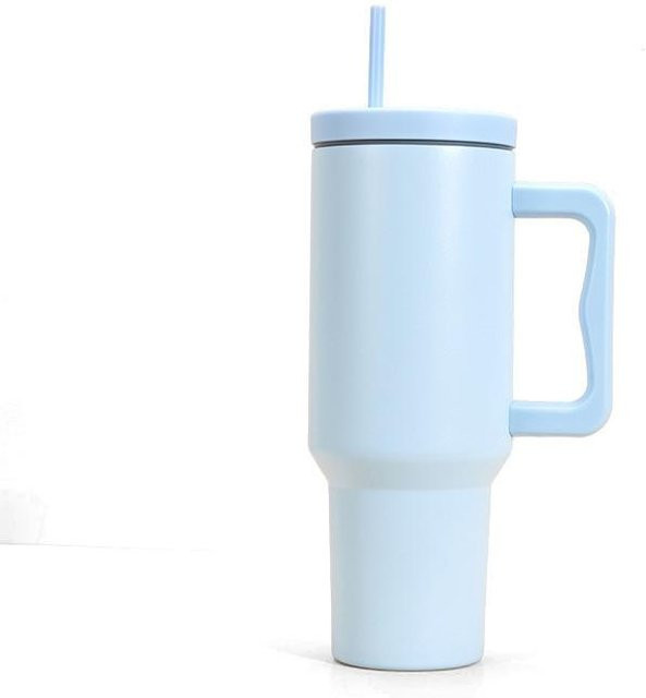 Binchi Outdoor Equipment Becher aus Edelstahl mit Strohhalm und Henkel in Blau, 40 oz (ca. 1,18 l) - Bild 1