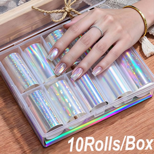 MAFANAILS Nagelfolie Aurora Laser Glas Fragment, 10 Rollen, Klar, Glänzend - Bild 1
