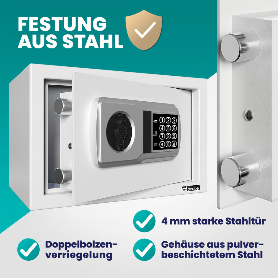 Deuba Elektrischer Möbeltresor in Grau B/T/H: 31 x 20 x 20 cm - Bild 2