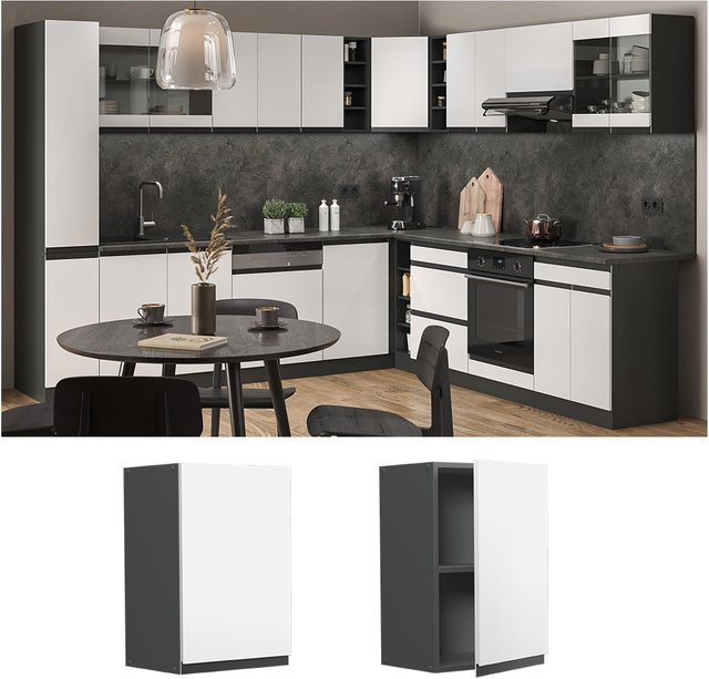 Vicco Hängeschrank R-Line J-Shape Küchenschrank Weiß Anthrazit Breite: 40 cm, Höhe: 60 cm, Tiefe: 31 cm - Bild 1