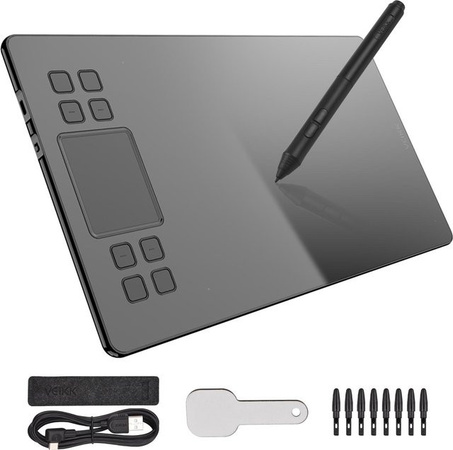 VEIKK A50 Grafik-Zeichentablett in Schwarz mit großer aktiver Fläche, 8 Express-Tasten und Gesten-Touchpad
