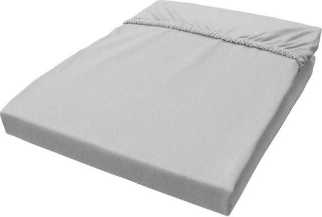 Biberna Trendline Boxspring Spannbetttuch aus Baumwolle und Elasthan in Silber, B/L: 100 x 200 cm - Bild 1