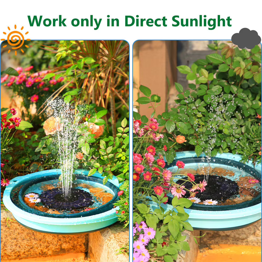 AISITIN Solarbetriebene Wasserbrunnenpumpe für Garten, Teiche und Aquarien, runde Vogelbadpumpe mit 1,5 W / 2,5 W / 3,5 W Optionen - Bild 2