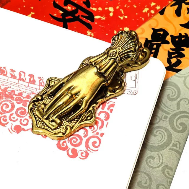 Fromthenon Vintage-Notizbuchclip aus Metall in Gold, handgeformter Buchclip als dekorative Aufbewahrung - Bild 1