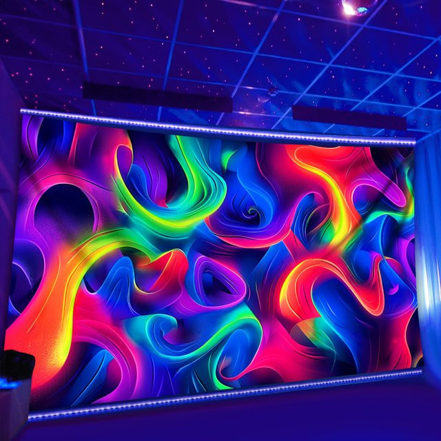 VIKAMA Wandteppich mit abstraktem Farbwellen-Design in Multicolour, moderne Wanddekoration für Wohnzimmer und Schlafzimmer, rechteckig - Bild 1