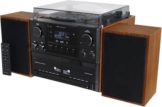 Soundmaster MCD5600BR Stereoanlage in Braun mit Plattenspieler, DAB+, Bluetooth, CD, Kassette und USB - Bild 1