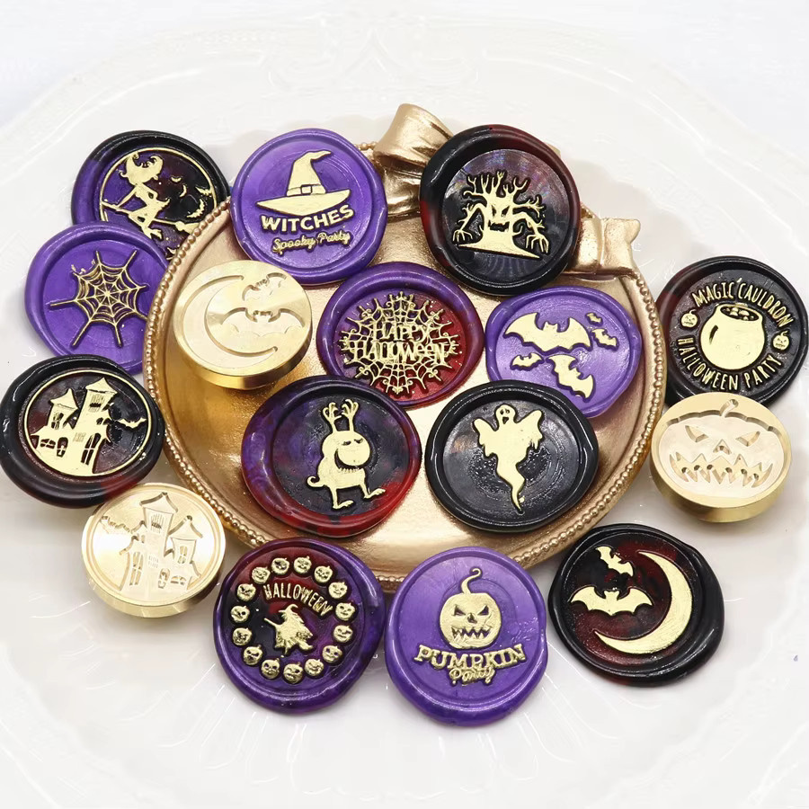 EASTSHANER Halloween Wachssiegelstempel Kopf Retro Vintage Siegelstempel 25 mm Multicolor - Bild 5