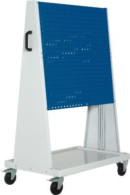 Bott mobiles Lochplatten-System Perfo Rack Plus aus Stahl in Lichtgrau und Enzianblau, B 100 cm x T 65 cm x H 160 cm - Bild 1